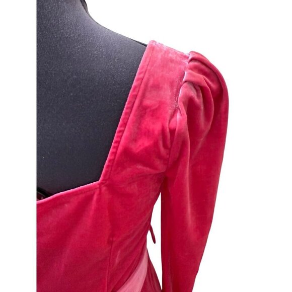 Blu Pepper Velour Belted Bodycon‎ Mini Dress Hot Pink Size L - Picture 4 of 14